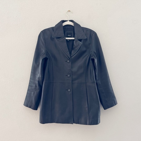 Vintage Leather Jacket JLC New York Black Y2K 90s Grunge Punk Edgy Streetwear M - Picture 1 of 15